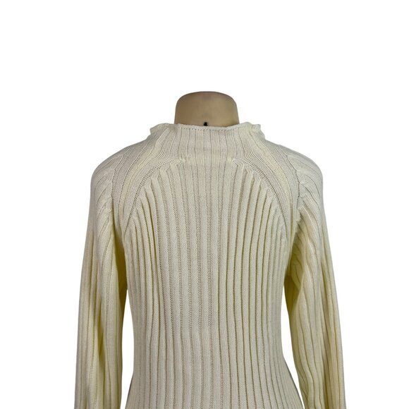 Queens Street Womens Cream Ribbed Knit Long Sleeve Midi Sweater Dress Size OS - Picture 6 of 10